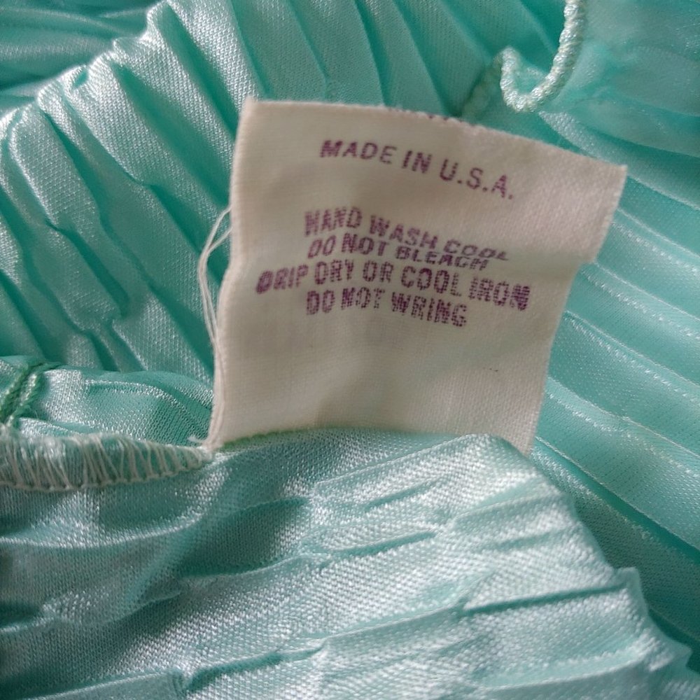 Mary McFadden Collection 1 Grecian Plisse Aqua Full Length Gown Medium - Picture 16 of 16
